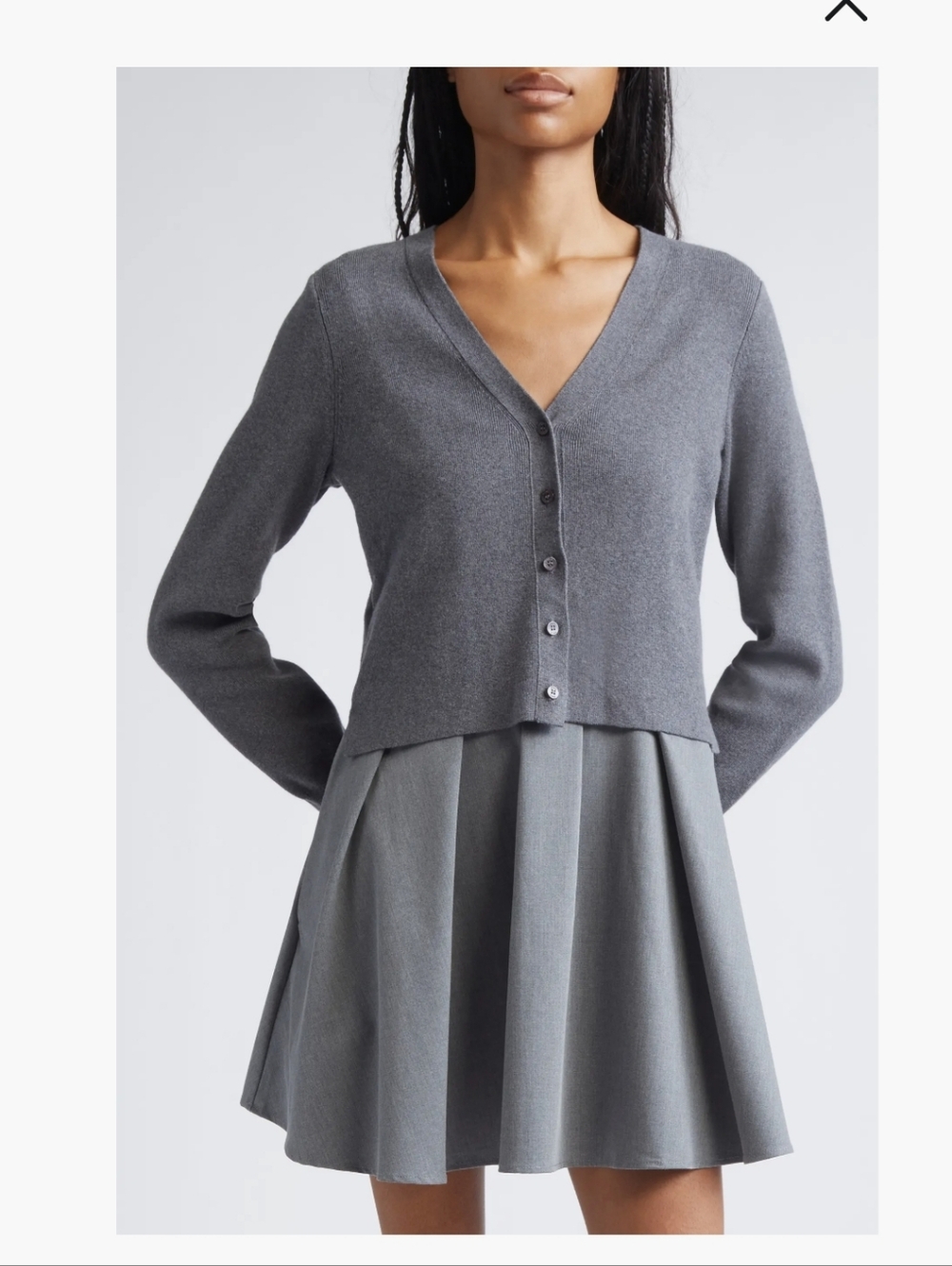 STAUD Grey Pleated Circle Mini Skirt